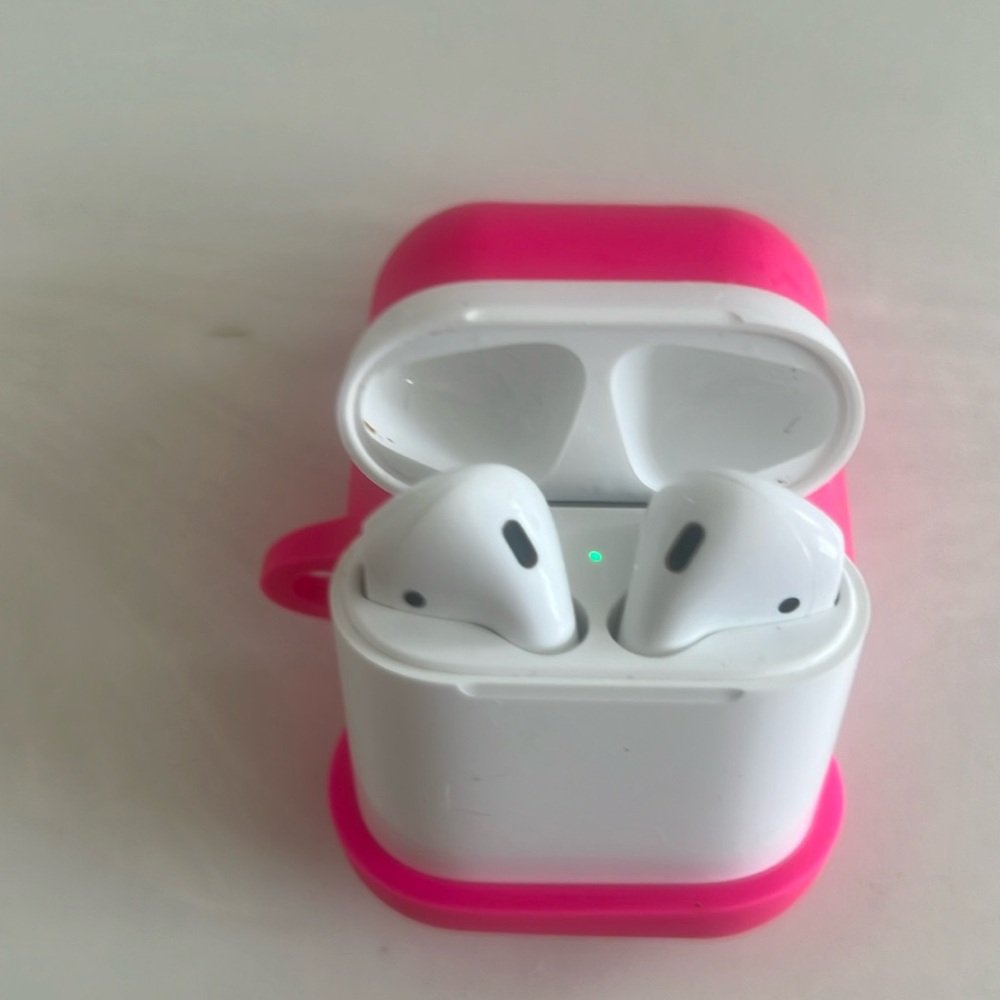 Apple AirPods 1st Generation. Hot Pink Silicone Case included.